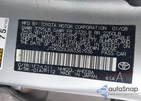 2008 Toyota Prius из США, поврежденный, VIN JTDKB20UX83367936